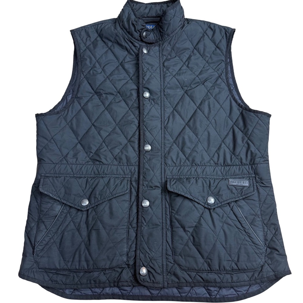 Polo Ralph Lauren Quilted Vest Women Large Black